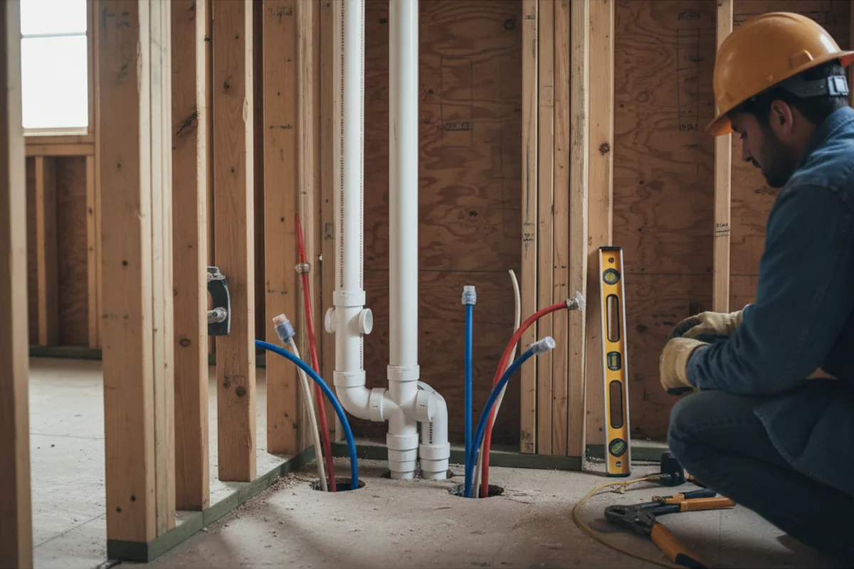 Drain and supply rough-in during Sump Pump Repair in Pontiac